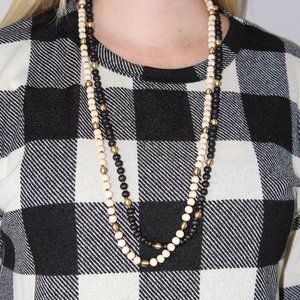 Black Wood & Metal Bead Necklace